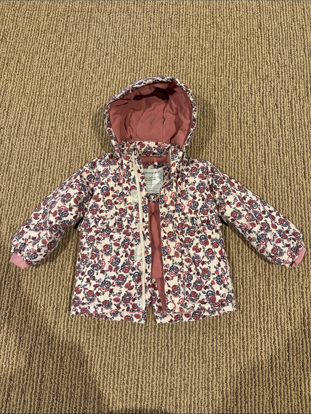 Minymo Toddler Floral Hooded Jacket - Pink
